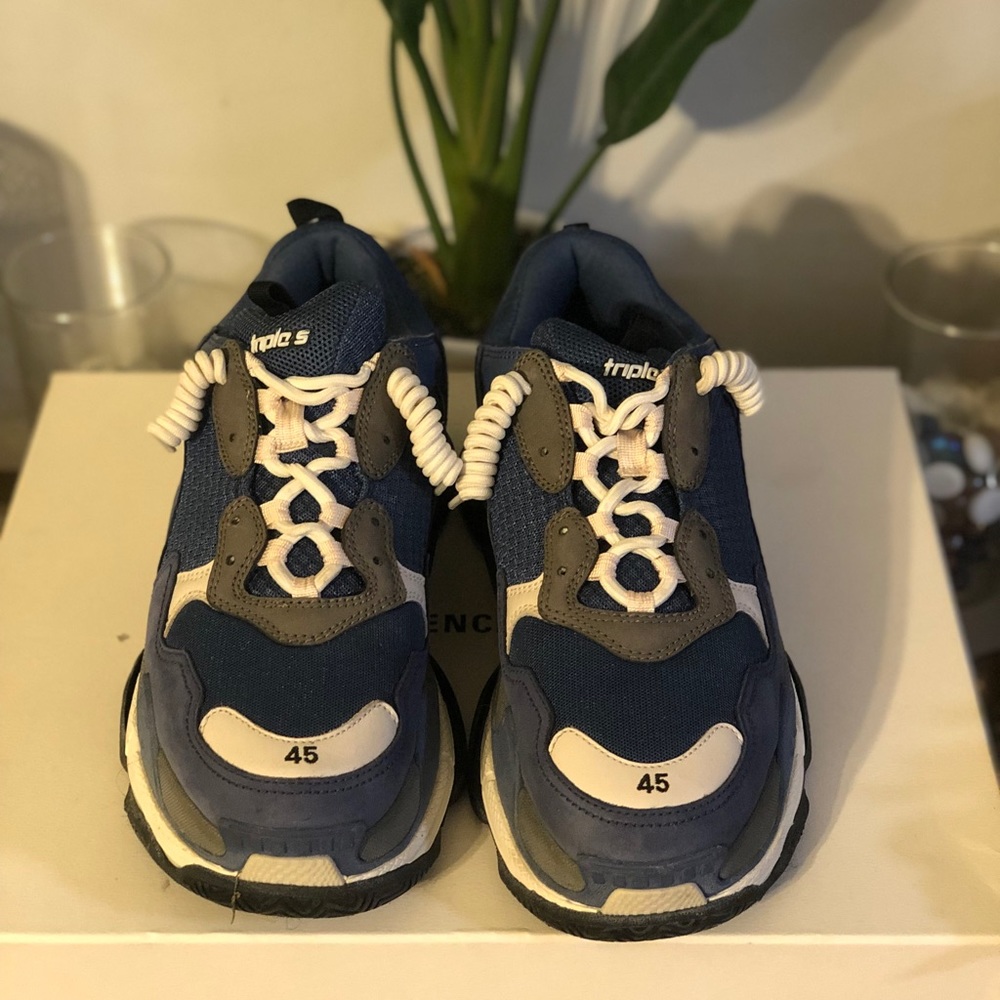 Balenciaga triple s navy blue white and black